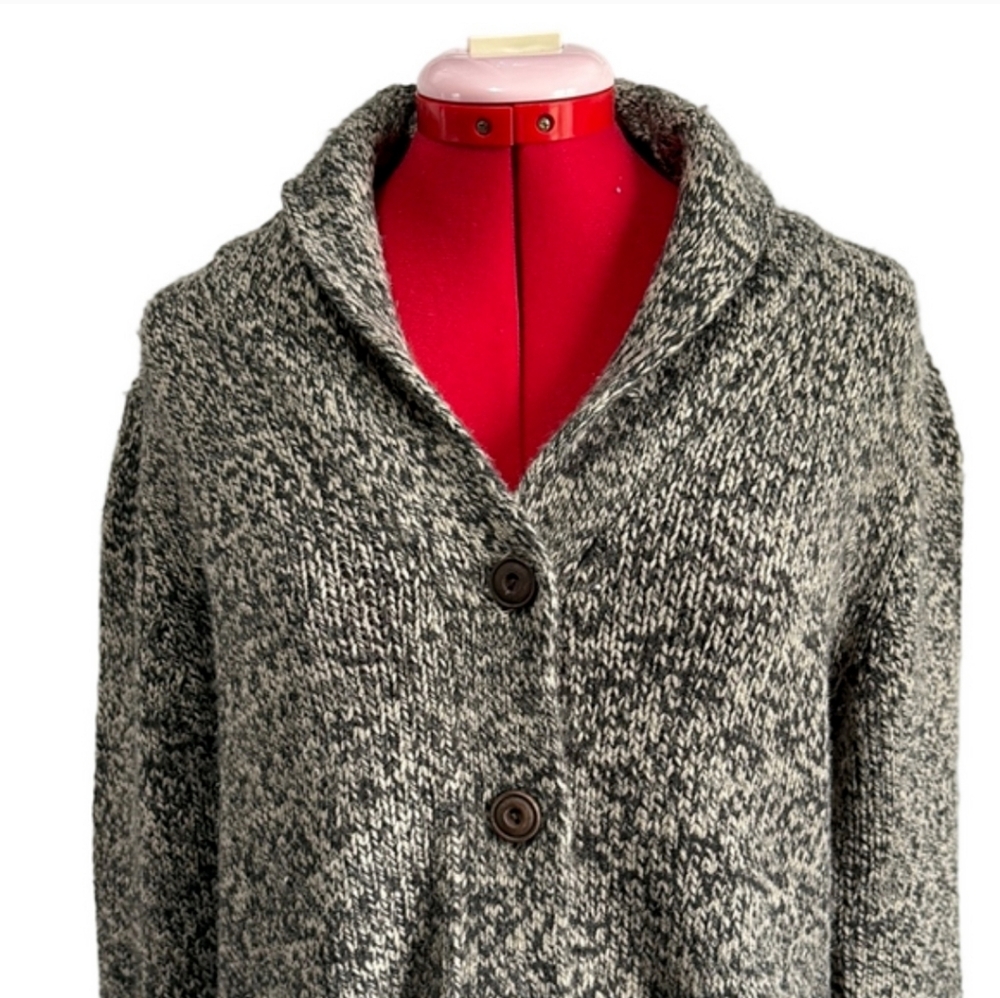 Cozy Gray Cabin Button-Up Women's Sweater - Picture 2 of 6